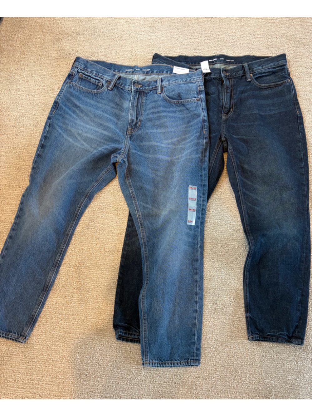 NWT 2 PAIRS ORIGINAL TAPER OLD NAVY JEANS IN SIZE 38/30. Both New.